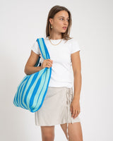 Bag Stripy Aqua Blue