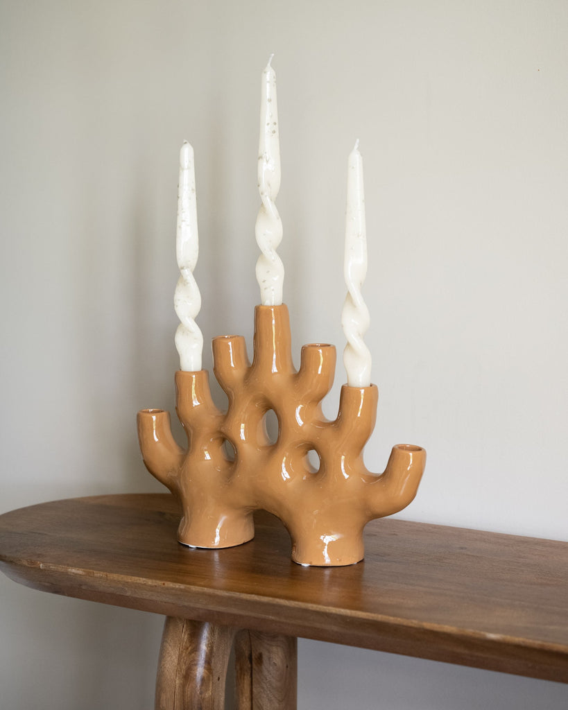 Candle Holder Porcelain Ochre - Things I Like Things I Love