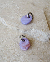 SET OF 2 - Statement Earrings Drop Lilac Silver