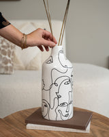 Vase Doodle Faces White Large