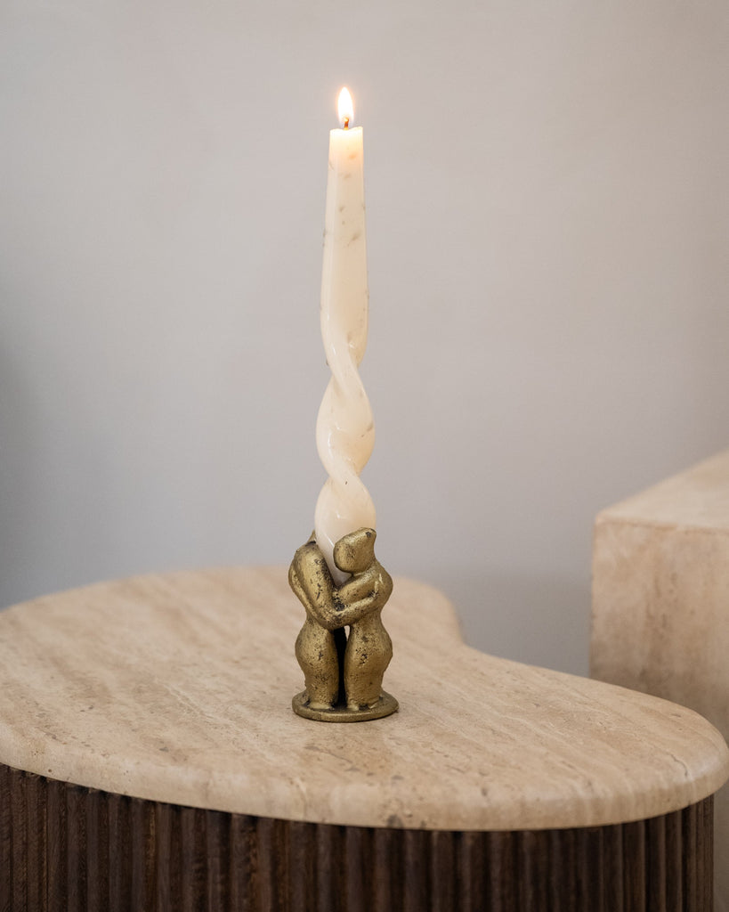 Candle Holder Tan Brass Cast Iron - Things I Like Things I Love