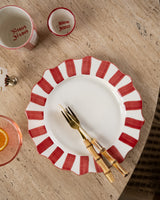 Handmade Hector Dinner Plate Red Stripe