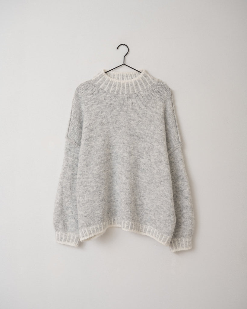 Odile Knit Grey Melange High Neck One Size - Things I Like Things I Love