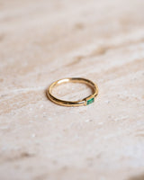 Ring Small Green Glass Stone Gold