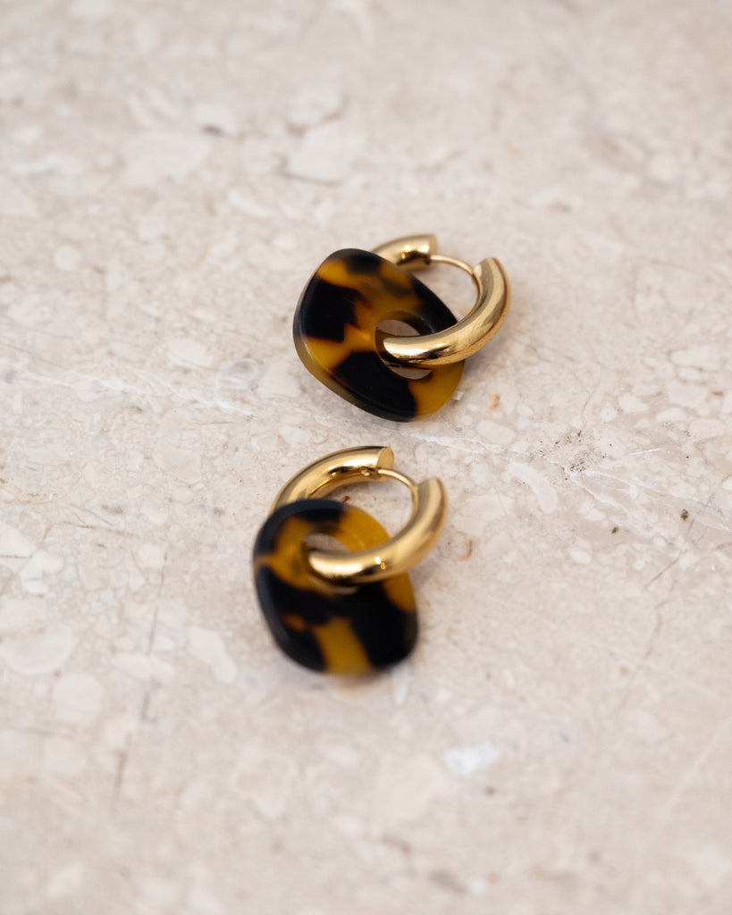 SET OF 2 - Statement Earrings Penta Tortoise Gold - Things I Like Things I Love