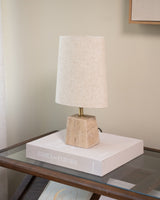 Table Lamp Kardan Travertin + Shade Elipse