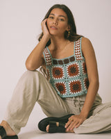 TILTIL Freya Crochet Top Blue Brown One Size
