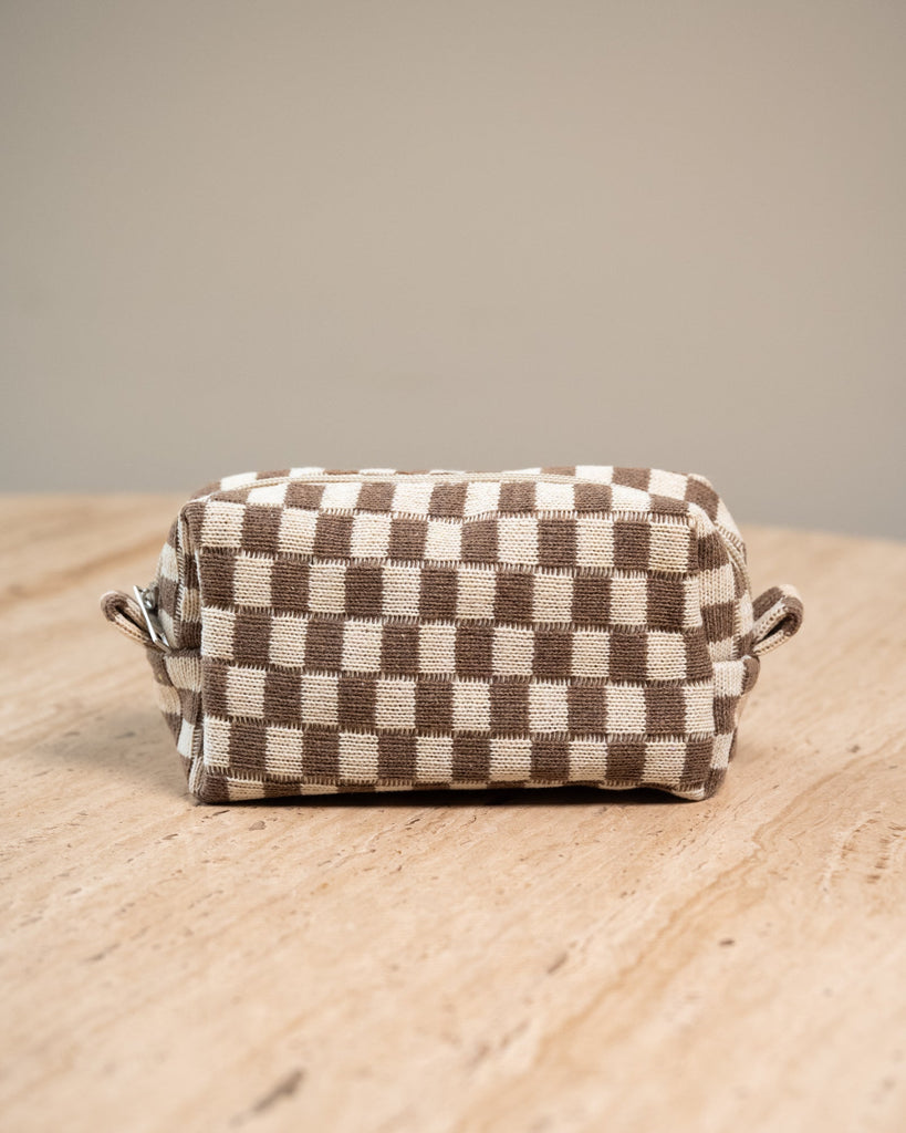 TILTIL Make Up Bag / Pencil Case Checked Brown - Things I Like Things I Love