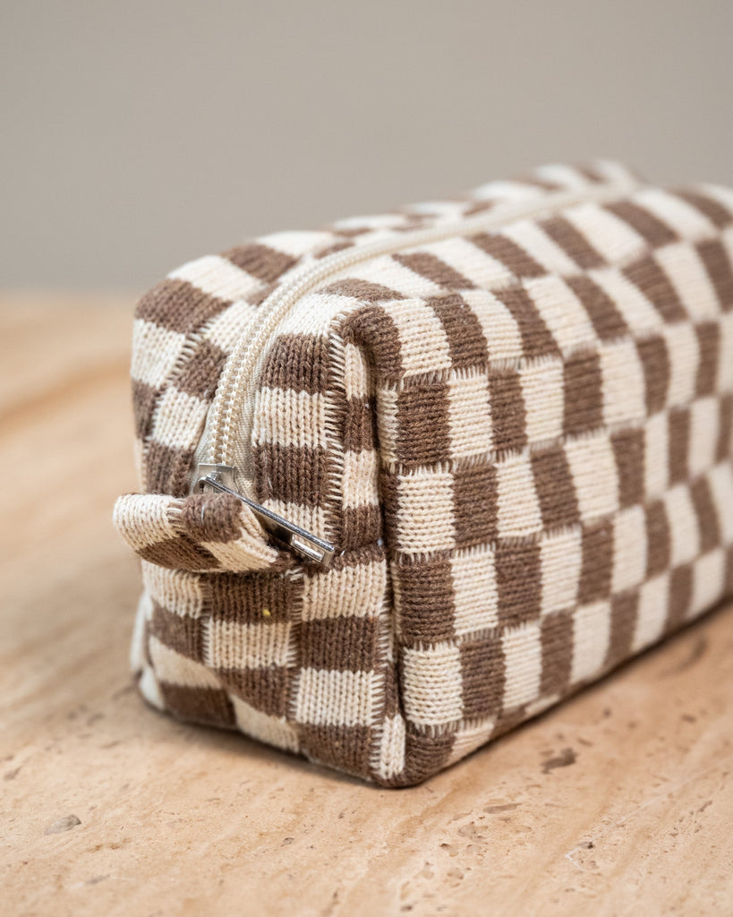 TILTIL Make Up Bag / Pencil Case Checked Brown - Things I Like Things I Love
